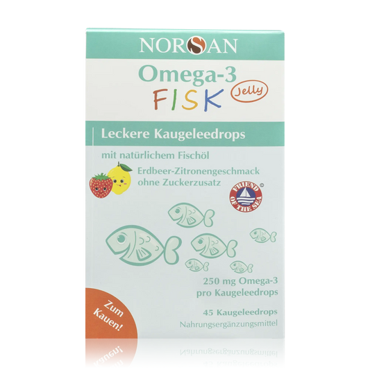 Norsan Fischöl Omega-3 Fisk Jelly Leckere Kaugeleedrops für Kinder (45 St.) - ROTE.PLACE