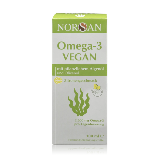 Norsan Algenöl Omega 3 Vegan mit Olivenöl und Zitronengeschmack (100ml) - ROTE.PLACE