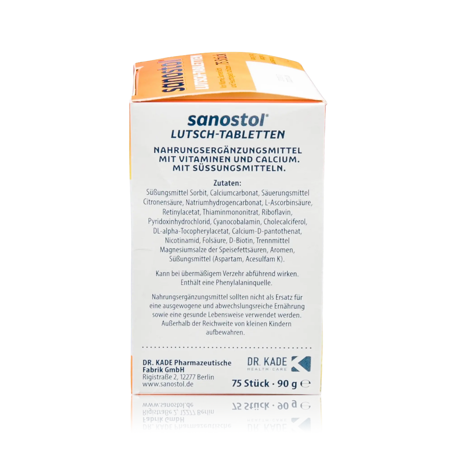 Sanostol Lutschtabletten mit Multi-Vitaminen und Calcium (90g) - Seitenansicht Zutaten