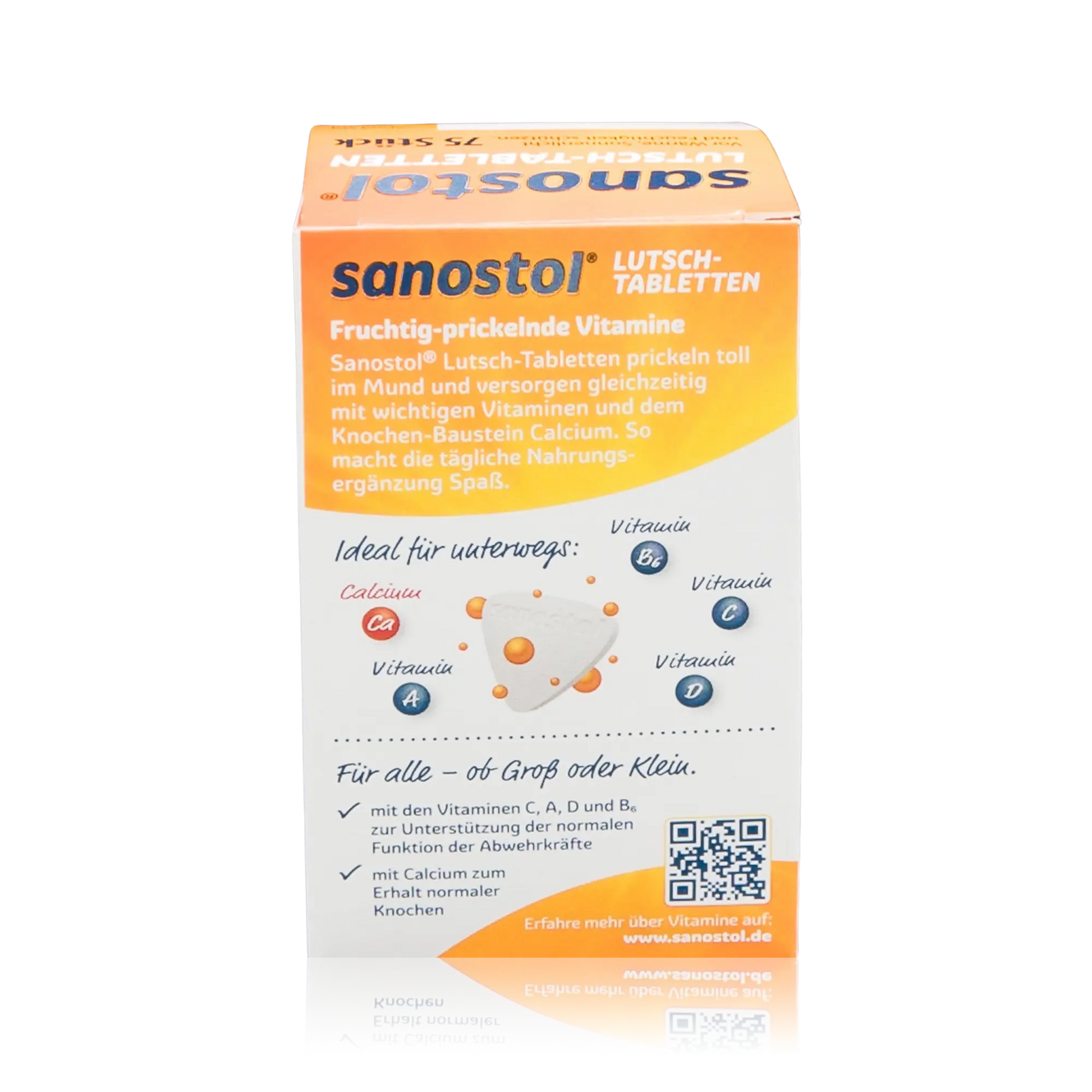 Sanostol Lutschtabletten mit Multi-Vitaminen und Calcium (90g) - Rückseitenansicht