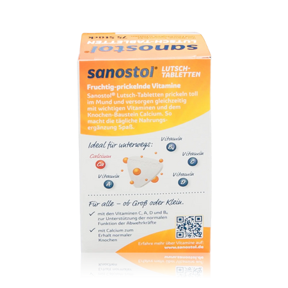 Sanostol Lutschtabletten mit Multi-Vitaminen und Calcium (90g) - Rückseitenansicht