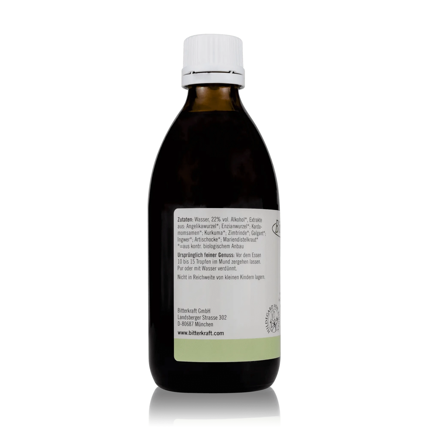 Bitterkraft Original Bitterstoffe Tropfen - 200 ml - Seitenansicht mit Zutaten