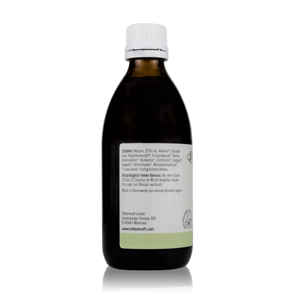 Bitterkraft Original Bitterstoffe Tropfen - 200 ml - Seitenansicht mit Zutaten