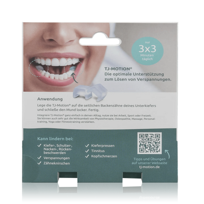 TJ-Motion be in balance ORIGINAL - 1 Stück - Rückseitenansicht mit QR-Code