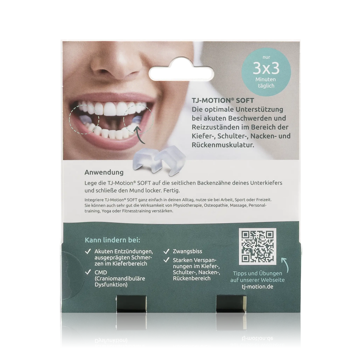 TJ-Motion be in balance SOFT - 1 Stück - Rückseitensicht mit QR-Code