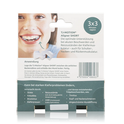 TJ-Motion be in balance Aligner SHORT - bis 1,69m Körpergröße - 1 Stück - Rückseitenansicht mit Barcode