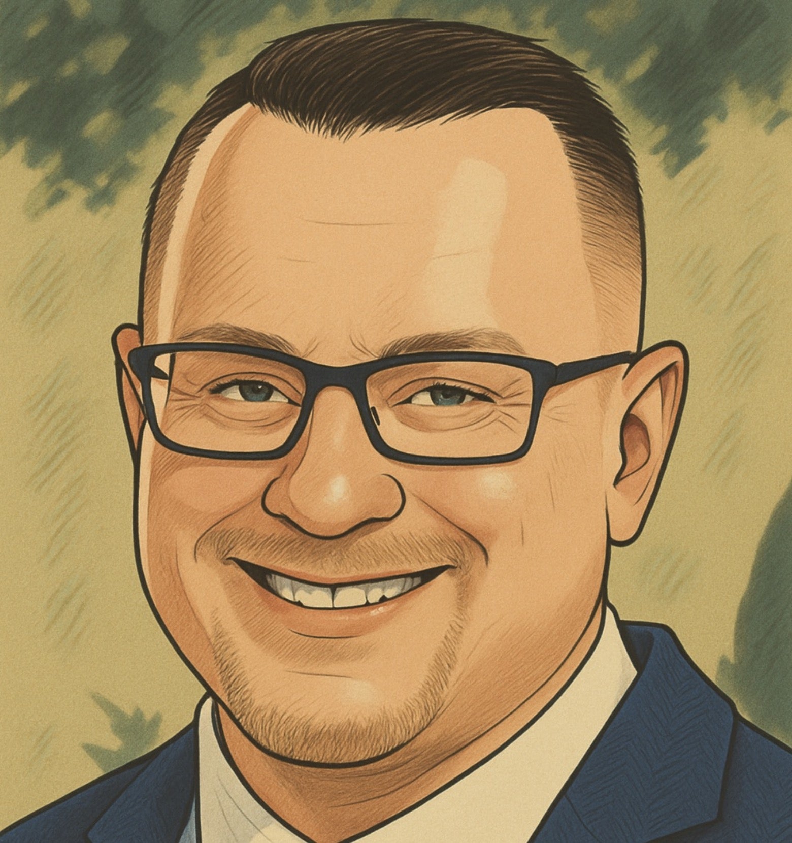 Robert Seemann im farbigen Comic-Stil