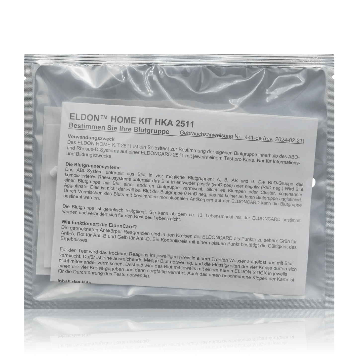 Blutgruppe Schnell­test Eldon HOME KIT HKA 2511 - Testkit zur Bestimmung der Blutgruppe AB0 und RhD (1 Kit) - ROTE.PLACE