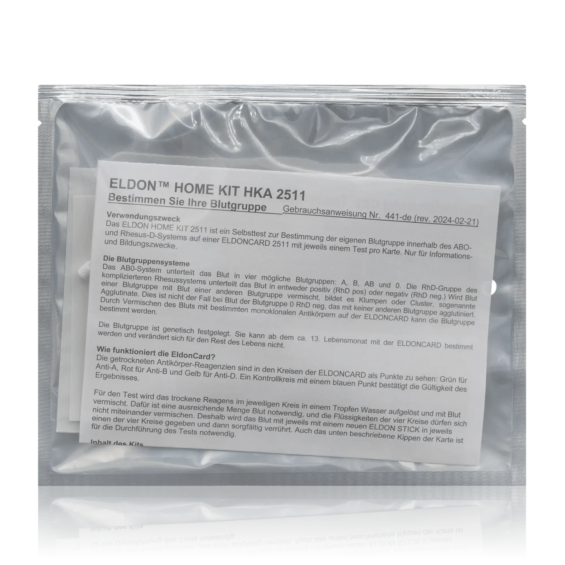 Blutgruppe Schnell­test Eldon HOME KIT HKA 2511 - Testkit zur Bestimmung der Blutgruppe AB0 und RhD (1 Kit) - ROTE.PLACE