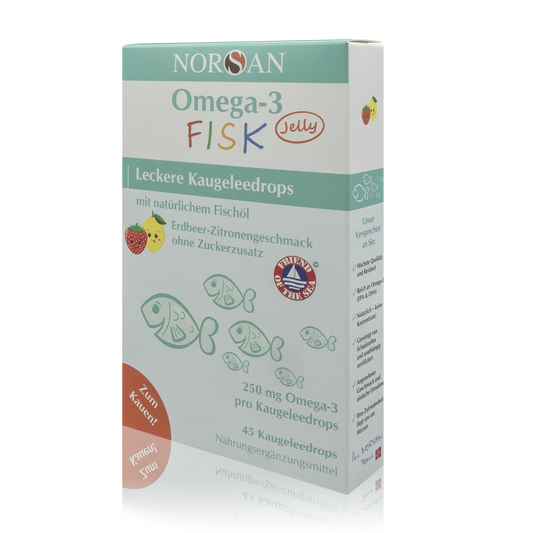 Norsan Fischöl Omega-3 Fisk Jelly Leckere Kaugeleedrops für Kinder (45 St.) - ROTE.PLACE