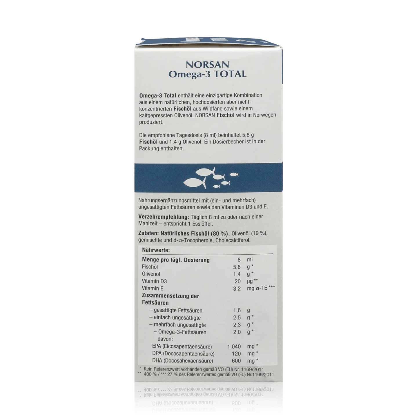 Norsan Omega 3 Total mit natürlichem Fischöl und Olivenöl - Natürlicher Geschmack (200ml) - ROTE.PLACE