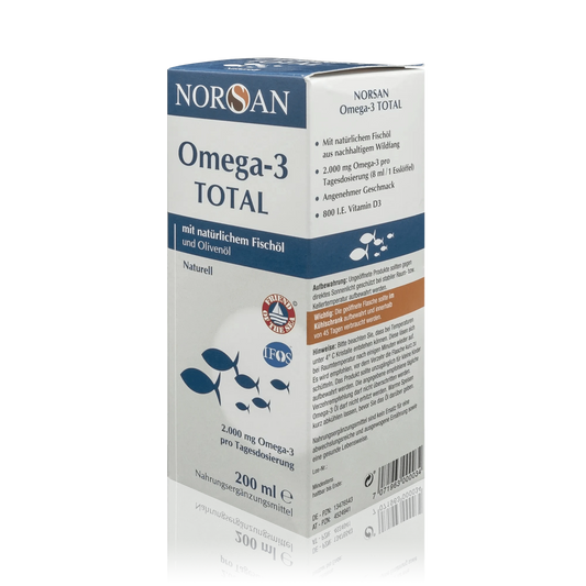 Norsan Omega 3 Total mit natürlichem Fischöl und Olivenöl - Natürlicher Geschmack (200ml) - ROTE.PLACE
